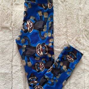 LuLaRoe Kids Casual Bottoms in Blue with Monkey Print